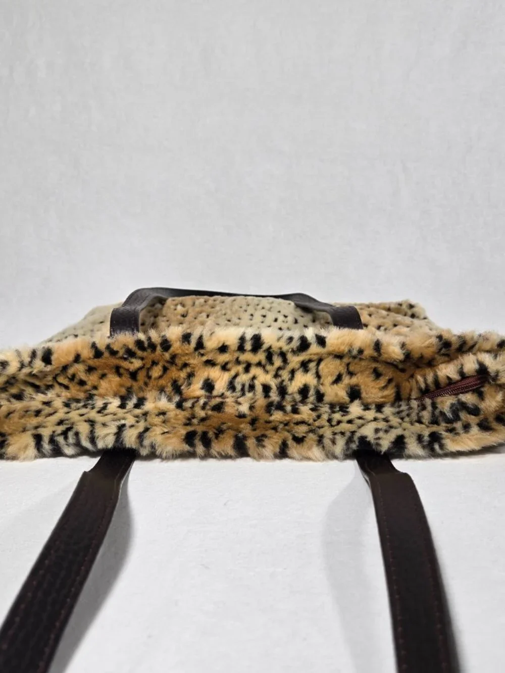 U.S.A Vintage Y2K Mob-Wife Animal Print Faux Fur Leather Strap TOTE BAG + 2 Pcs.